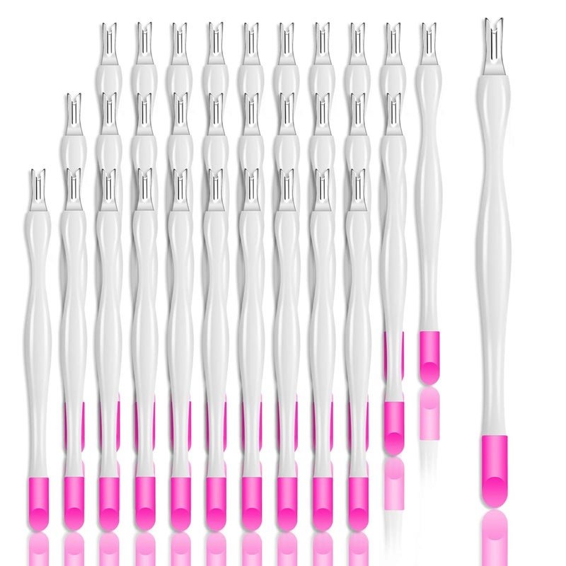 Allstarry 30 Pieces Nail Cuticle Trimmer Remover Plastic Handle Cuticle Pusher Dead Skin Cuticle Knife Nail Cleaner Removal Fork Nail Art Tools for Girls Women and Men - White - Image 1